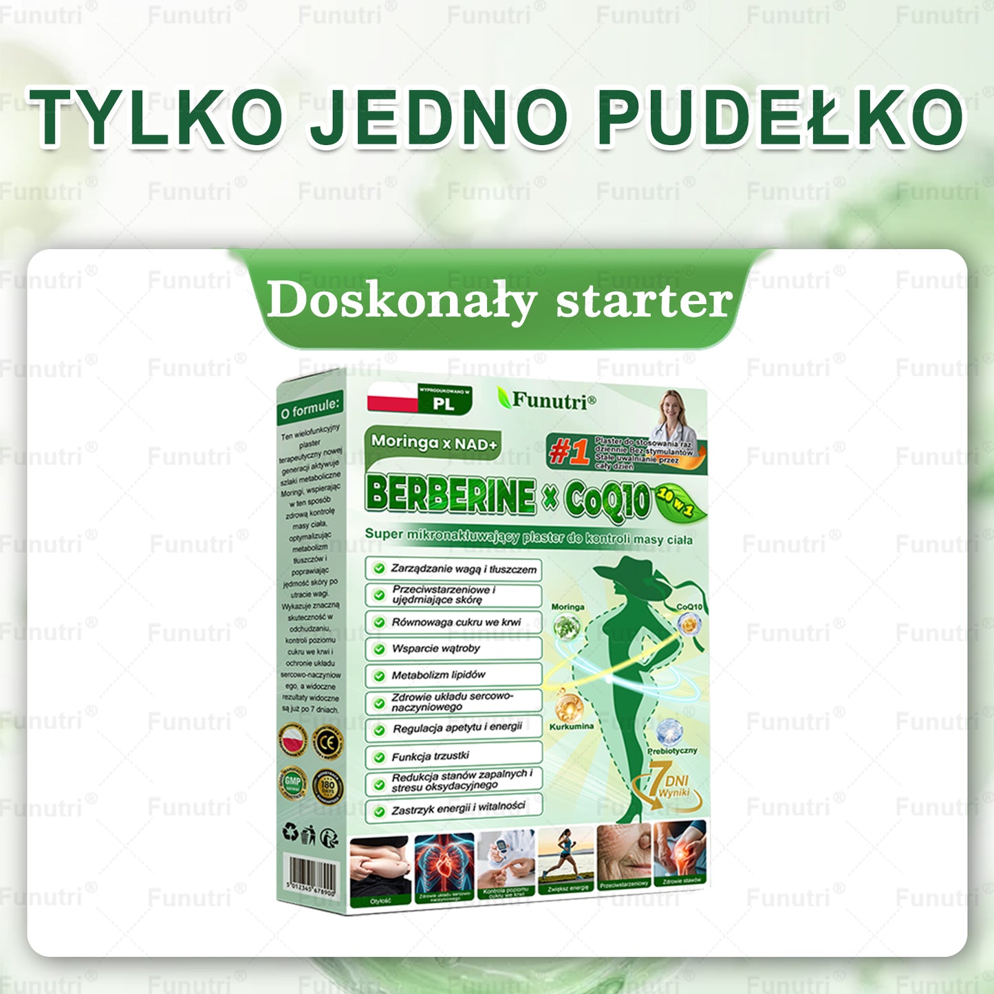 Oficjalny Sklep🥂Funutri® 10 w 1 metaboliczny wyszczuplający plaster z nanomikroigłami (Tylo raz dziennie – widoczne zmiany już w 7 dni) Wsparcie przy otyłości, cukrzycy, bezdechu sennym, problemach ze stawami i nie tylko