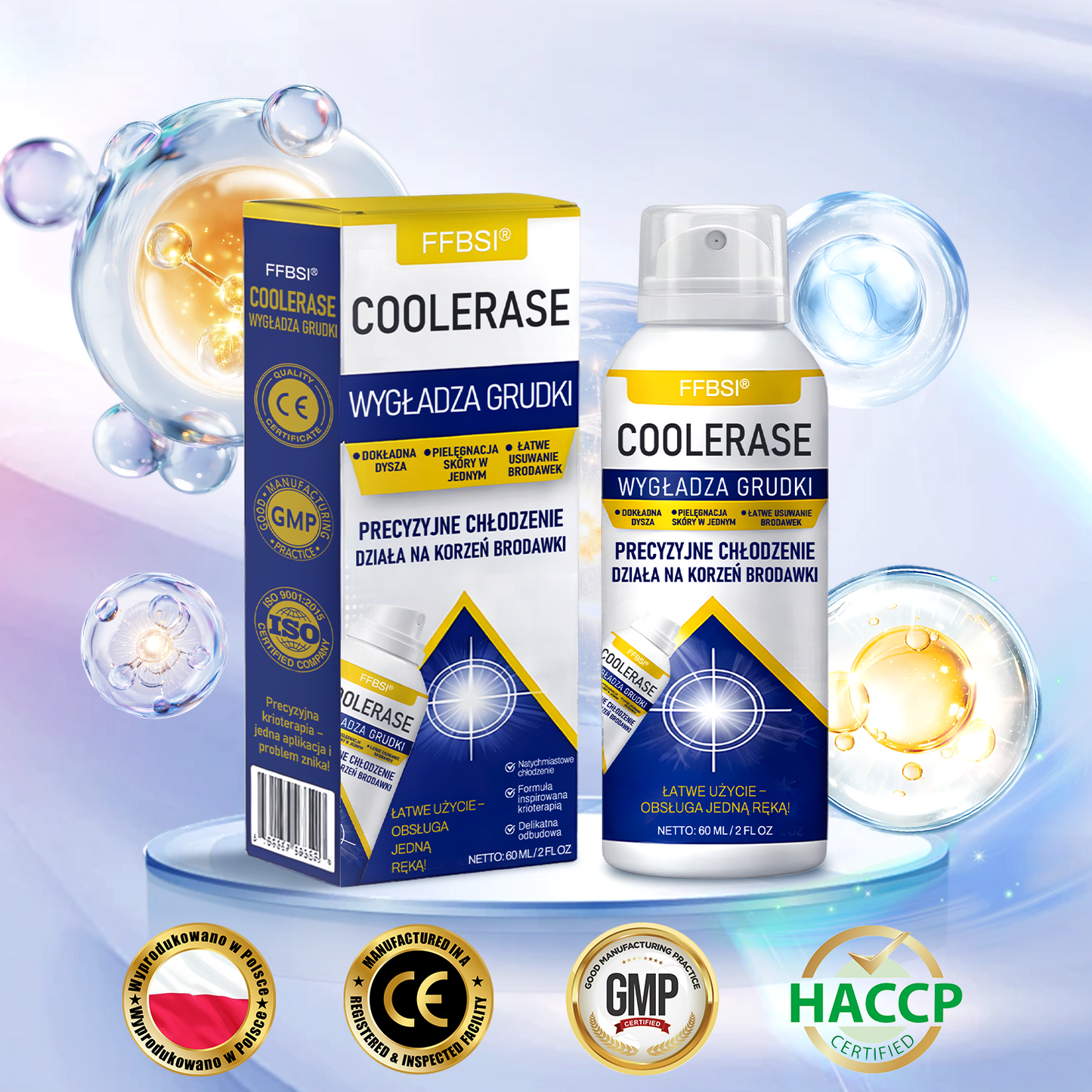 FFBSI® ❄ CoolErase Spray do regeneracji skóry  (Brodawe, Pęcherze, Wypryski, Łuszczyca, Zmiany skórne, Trądzik, Skórne narośle, Blizny, Pieprzyki)