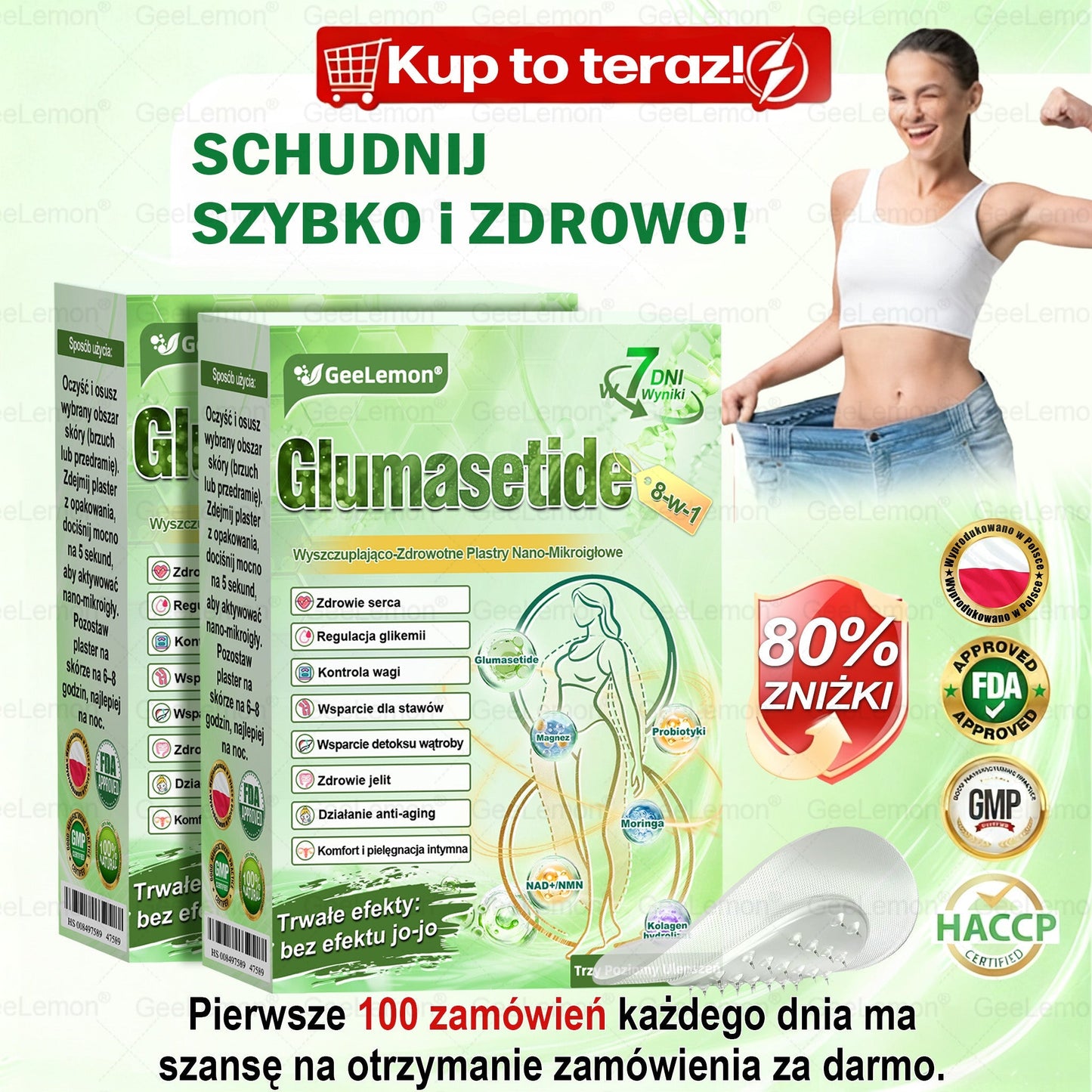 Oficjalny Sklep | 𝐆𝐞𝑒𝐿𝑒𝐦𝐨𝐧® 👩‍⚕️ 𝐆𝐥𝐮𝐦ase𝐭𝐢𝐝𝐞 𝟖 𝐰 𝟏 Smukły i Zdrowy Nano Plaster z Mikronakłuciami (Tylko raz dziennie, widoczne zmiany już w 7 dni)✅ Na otyłość, wiotką skórę, cukrzycę, bezdech senny, problemy ze stawami i wiele więcej