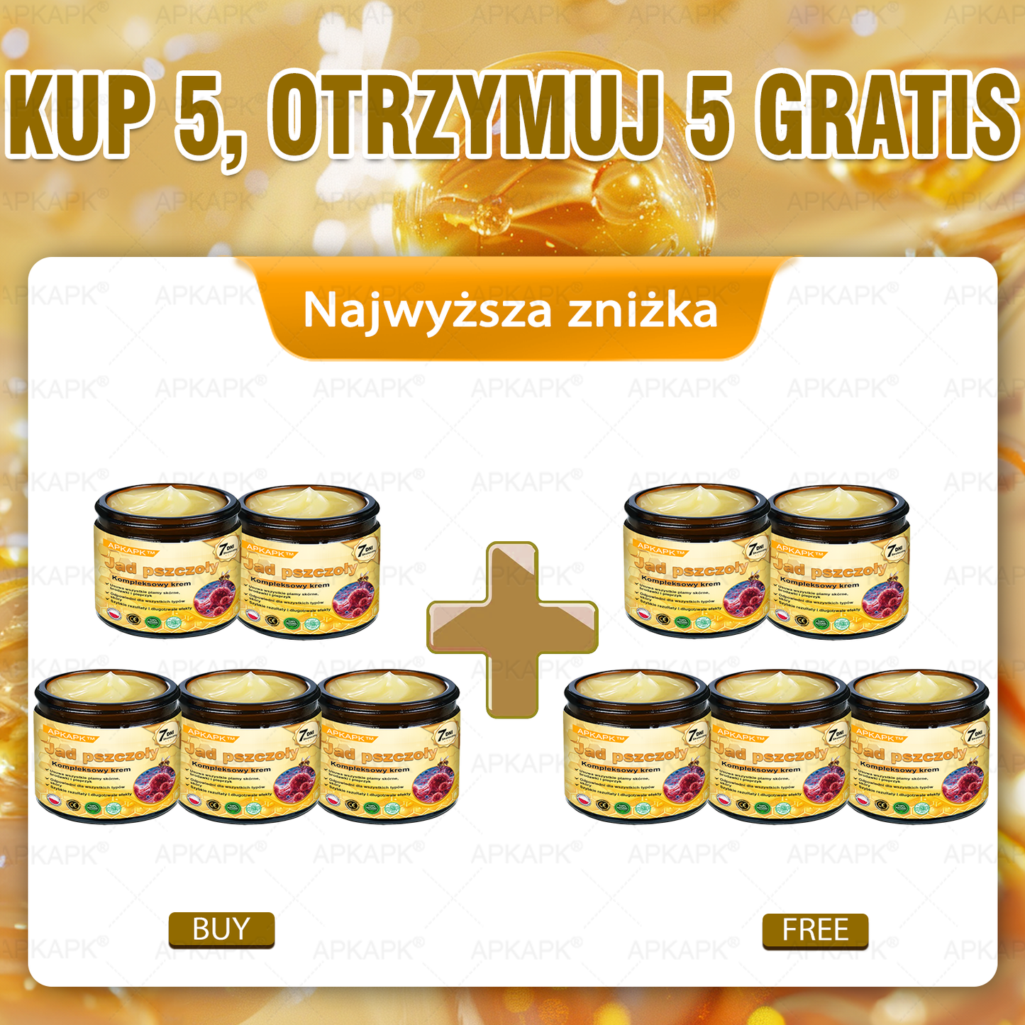 𝖠𝖯𝖪𝖠𝖯𝖪® 🐝𝗕𝗲𝗲 𝗩𝗲𝗻𝗼𝗺 𝗞𝗿𝗲𝗺 𝗻𝗮 𝗼𝗯𝗻𝗼𝘄𝗲𝗻𝗶𝗲 𝗸𝗼𝘇𝗵𝘆🐝pomaga w leczeniu problemów skórnych, takich jak: zmarszczki, blizny, plamy pigmentacyjne, rozstępy, trądzik, łuszczyca, egzema, zmiany skórne, podrażnienia, stany zapalne i inne problemy skórne