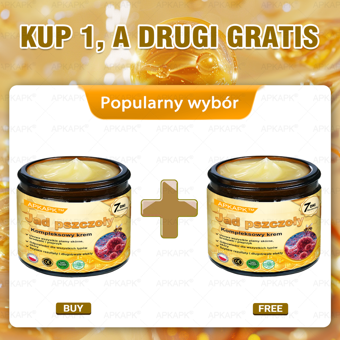 𝖠𝖯𝖪𝖠𝖯𝖪® 🐝𝗕𝗲𝗲 𝗩𝗲𝗻𝗼𝗺 𝗞𝗿𝗲𝗺 𝗻𝗮 𝗼𝗯𝗻𝗼𝘄𝗲𝗻𝗶𝗲 𝗸𝗼𝘇𝗵𝘆🐝pomaga w leczeniu problemów skórnych, takich jak: zmarszczki, blizny, plamy pigmentacyjne, rozstępy, trądzik, łuszczyca, egzema, zmiany skórne, podrażnienia, stany zapalne i inne problemy skórne