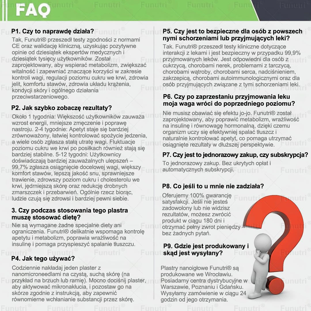 Oficjalny Sklep🥂Funutri® 10 w 1 metaboliczny wyszczuplający plaster z nanomikroigłami (Tylo raz dziennie – widoczne zmiany już w 7 dni) Wsparcie przy otyłości, cukrzycy, bezdechu sennym, problemach ze stawami i nie tylko